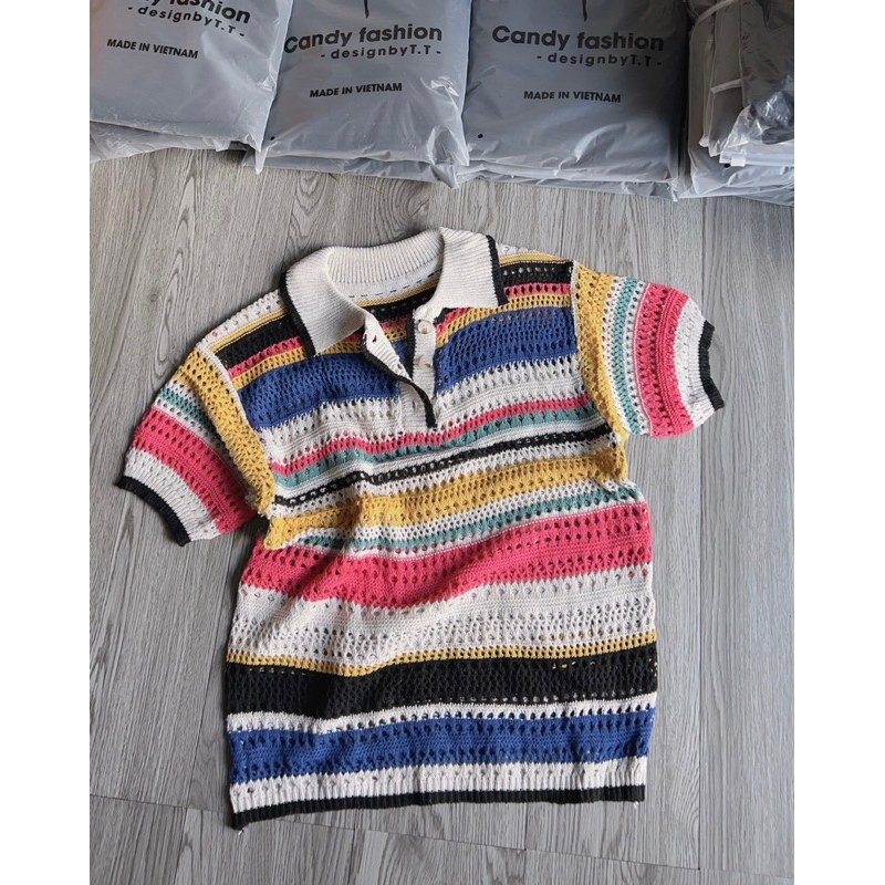 Áo len tay dơi sọc nhiều  màu form rộng siêu xinh