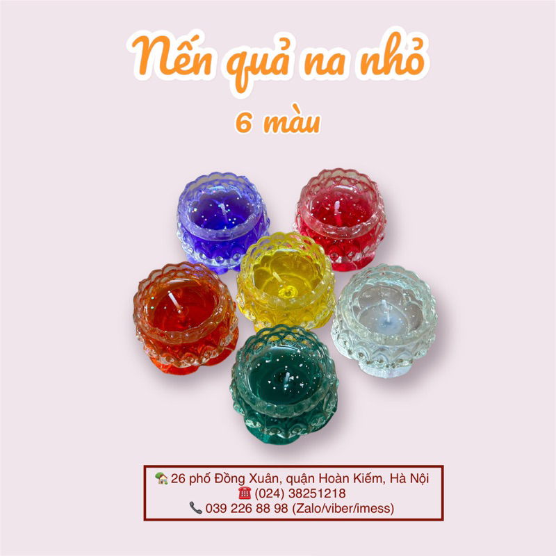 Nến ly nhỏ hình quả na (mãng cầu) - 6 màu - hàng Sài Gòn - đường kính 6cm, cao 5cm