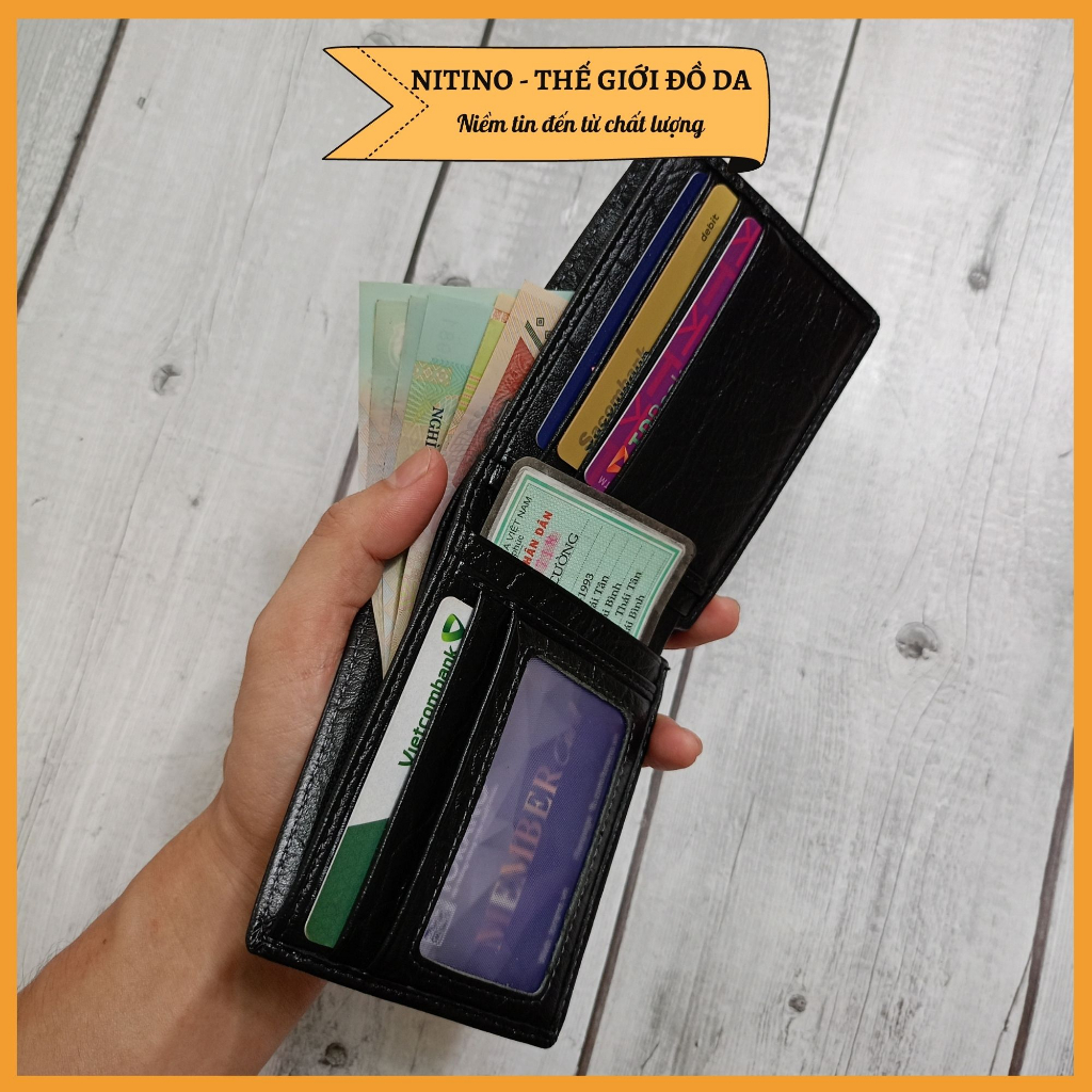 Ví nam dáng đứng, dáng ngang cao cấp, bóp da bò thiết kế vân voi VND06