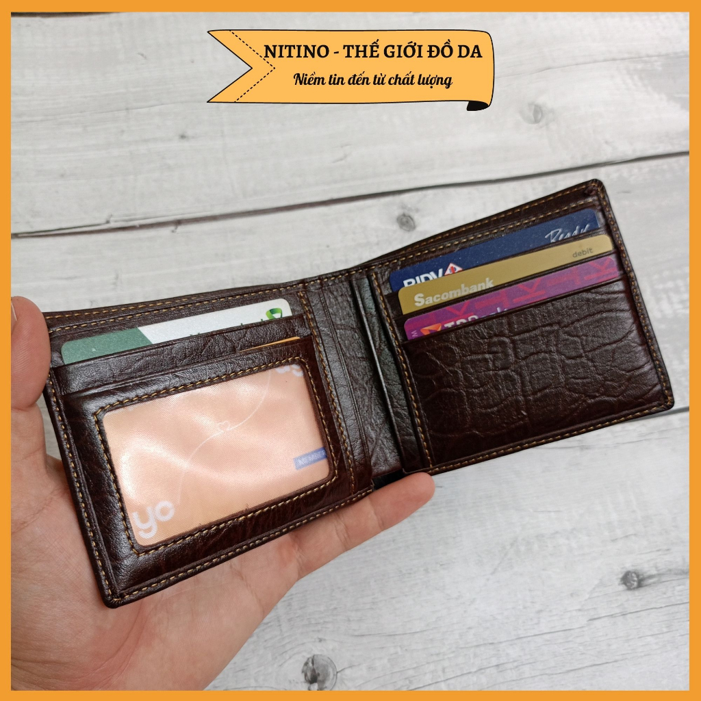 Ví nam dáng đứng, dáng ngang cao cấp, bóp da bò thiết kế vân voi VND06