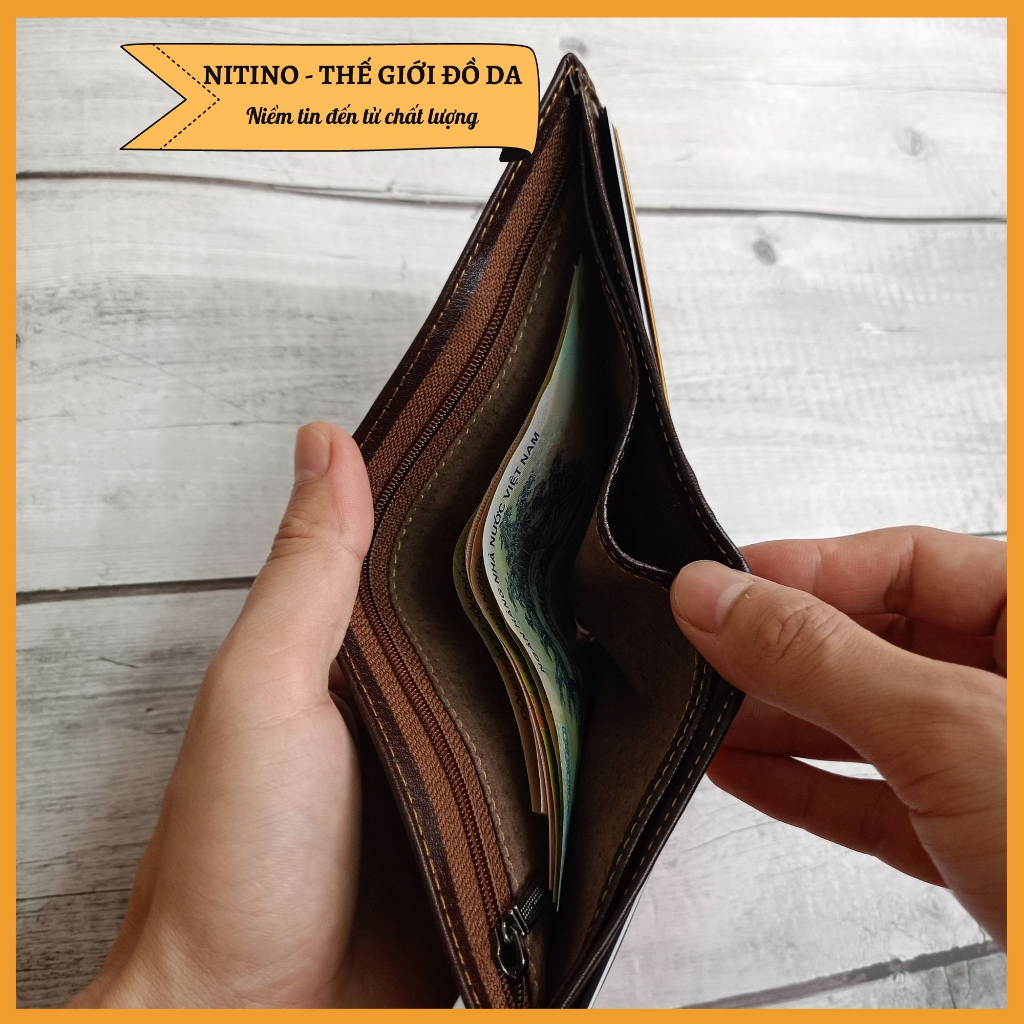 Ví nam dáng đứng, dáng ngang cao cấp, bóp da bò thiết kế vân voi VND06