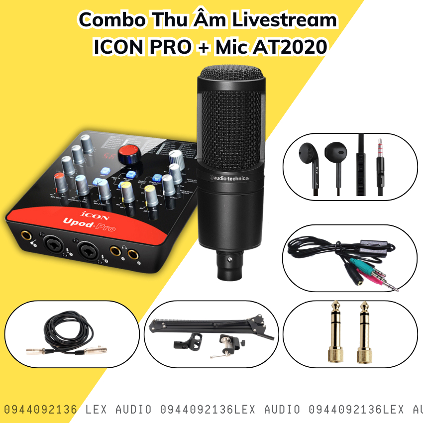 Bộ Mic Hát Livestream Combo Soundcard ICON UPOD PRO + Mic AT2020 Chất Lượng Cao, Âm Thanh Cực Kỳ Sống Động