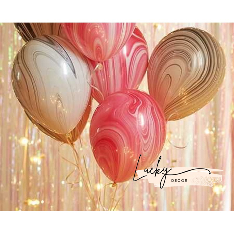 (Tặng ruy băng buộc) 20 bóng vân đá mix màu size 30cm trang trí tiệc, sinh nhật, kỷ yếu, họp lớp