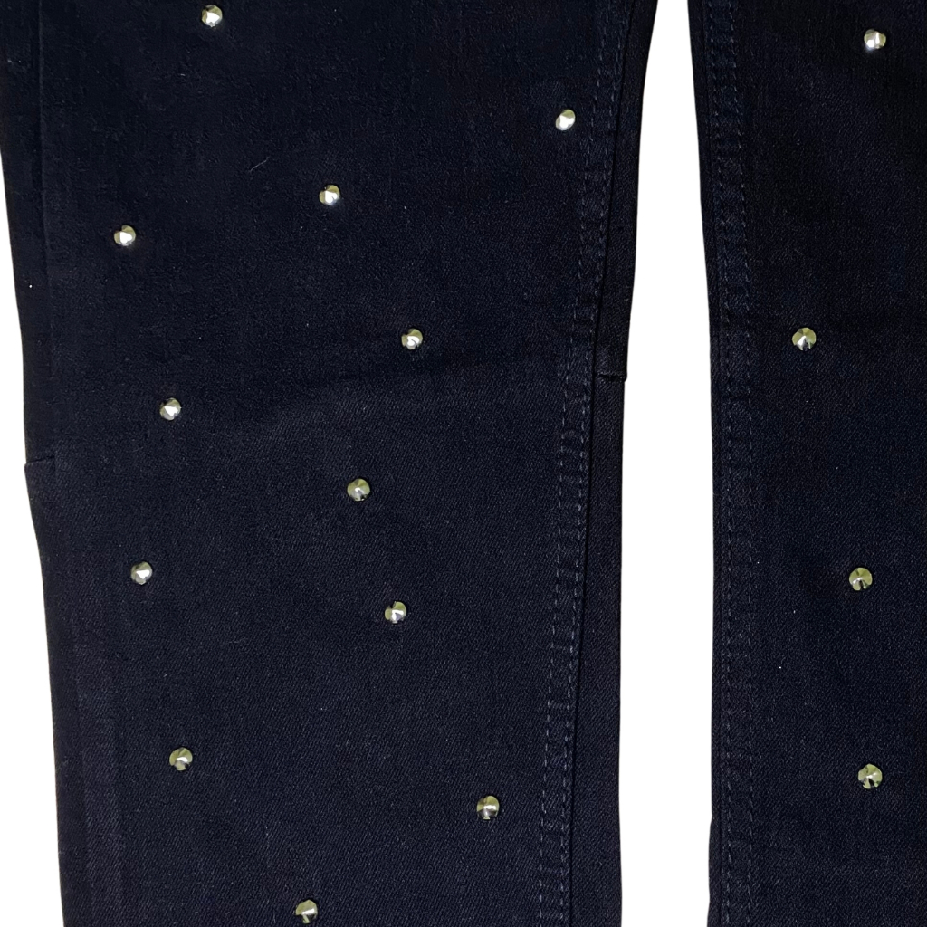 Quần Denim Jean Đen Đính Đinh Tán Tròn Nhiều Dáng Skinny Cao Cấp - Roy Design