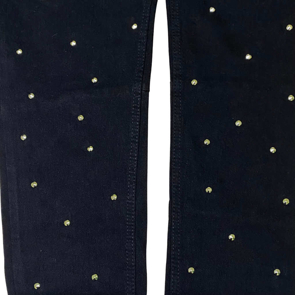 Quần Denim Jean Đen Đính Đinh Tán Tròn Nhiều Dáng Skinny Cao Cấp - Roy Design