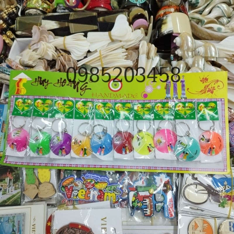 Móc khoá bằng sứ hình nón lá, địa danh Việt Nam , Nam châm nón lá - quà tặng Việt Nam - keychain