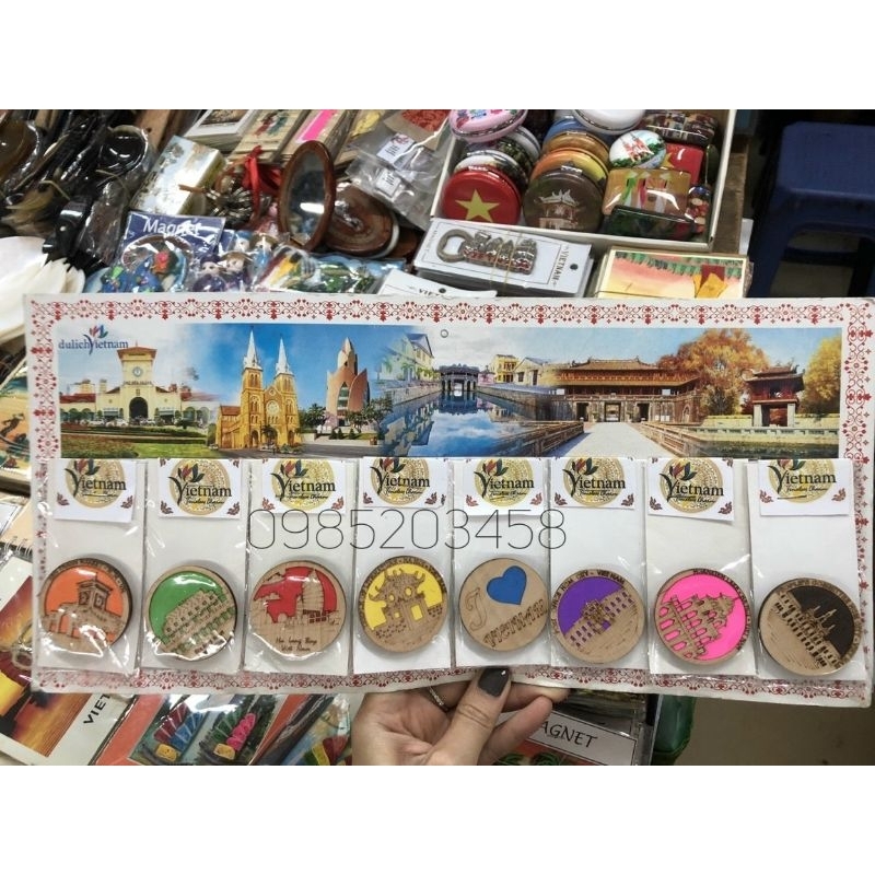 Móc khoá bằng sứ hình nón lá, địa danh Việt Nam , Nam châm nón lá - quà tặng Việt Nam - keychain