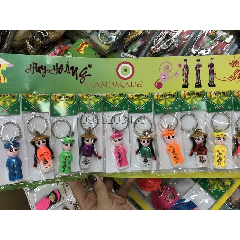 Móc khoá bằng sứ hình nón lá, địa danh Việt Nam , Nam châm nón lá - quà tặng Việt Nam - keychain