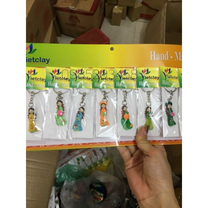 Móc khoá bằng sứ hình nón lá, địa danh Việt Nam , Nam châm nón lá - quà tặng Việt Nam - keychain