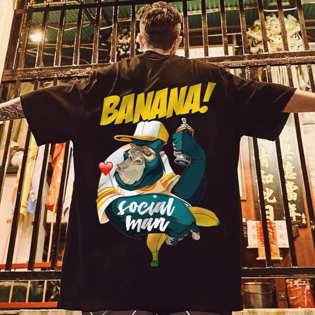 Áo thun Unisex cotton 100% form rộng tay lỡ Banana [40KG-120KG]
