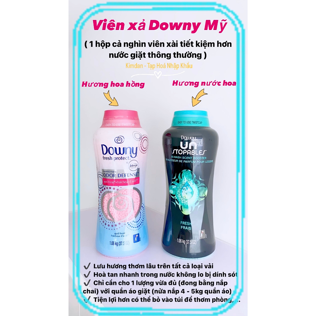 VIÊN XẢ VẢI DOWNY XANH UNSTOPABLES FRESH IN-WASH SCENT BOOSTER 1.06KG CỦA MỸ