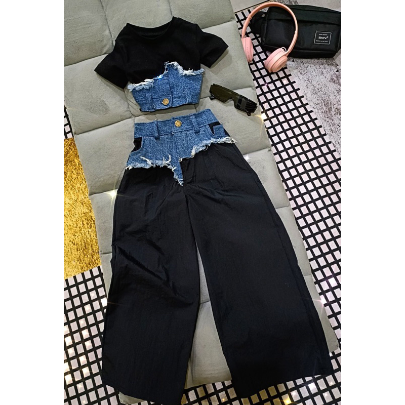 sét quần jean phối dù và áo thun phối jean 7-40kg