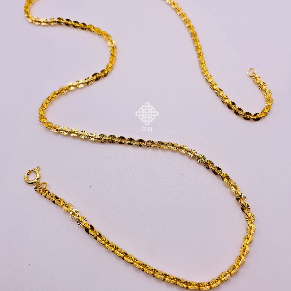 Dây chuyền titan, Vòng cổ titan kiểu dáng dây công màu vàng 18k không phai màu, TRANGSUCMOILUATUOI.RIN