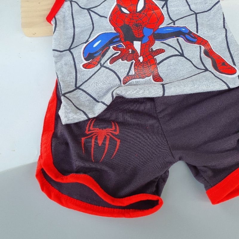 Đồ bộ bé trai, bộ quần áo siêu nhân nhện spider man ba lỗ sát nách chất cotton cho bé từ 7-25kg