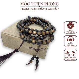 Vòng đeo tay chuỗi tràng 108 hạt trầm hương sánh chìm - Mộc Thiên Phong