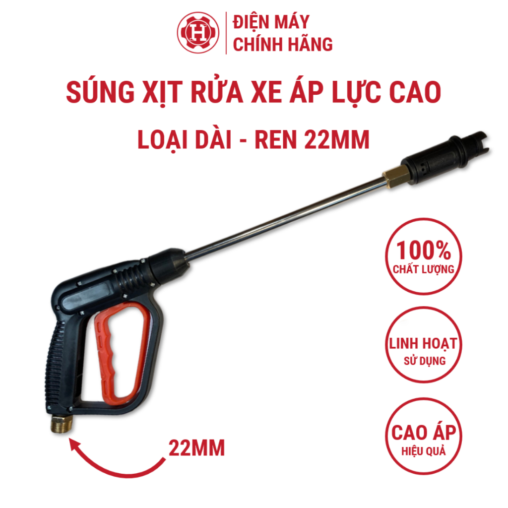 Súng xịt rửa cao áp cho máy rửa xe ren 22mm chất lượng cao