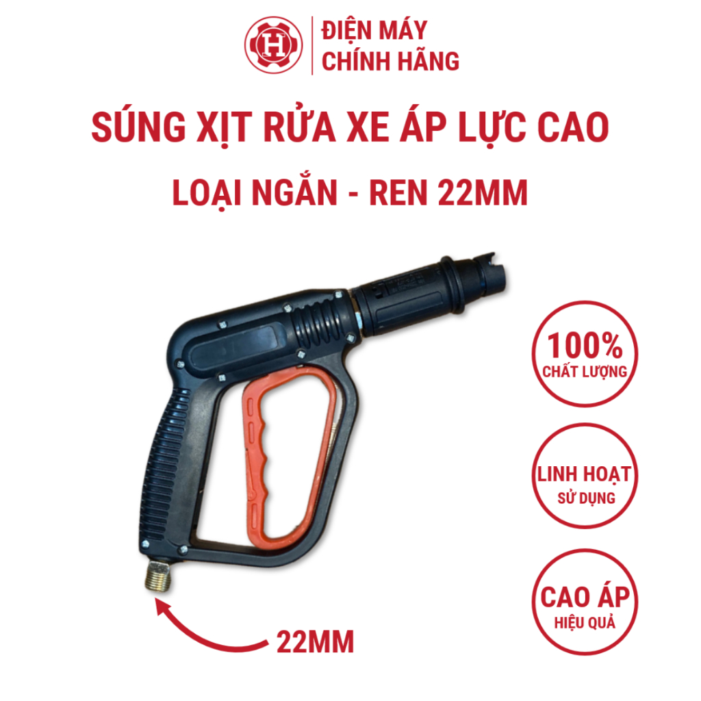 Súng xịt rửa cao áp cho máy rửa xe ren 22mm chất lượng cao