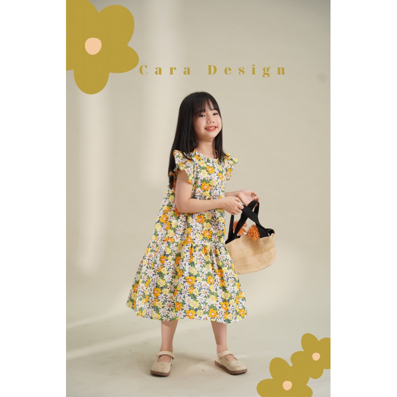 Váy đầm hoa vàng cam bé gái Carakids