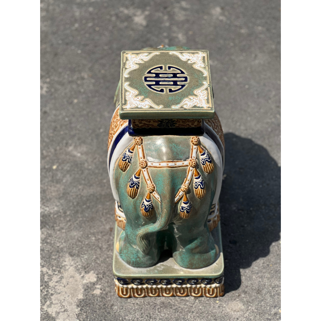 ĐÔN VOI GỐM SỨ THỦ CÔNG TRANG TRÍ DECOR KÊ CHẬU HỌA TIẾT SẮC NÉT