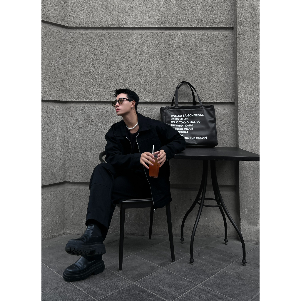 RIPOFFF Khaki Zip Jacket - Black/ Cream