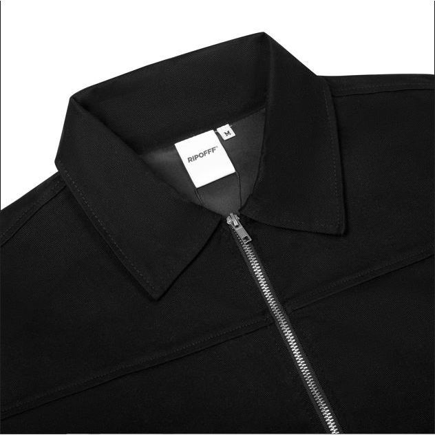 RIPOFFF Khaki Zip Jacket - Black/ Cream