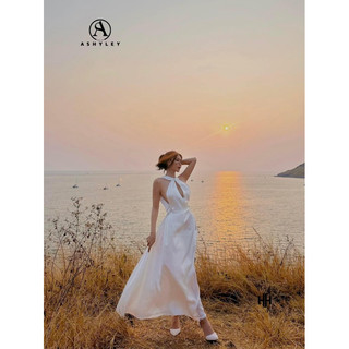 Đầm maxi lụa nữ cut out cổ yếm đi kèm chi tiết chỉnh đai đính đá thủ công