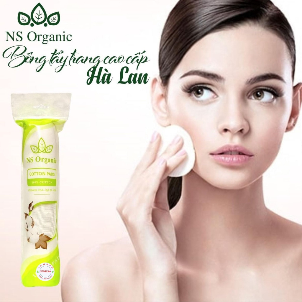 Bông Tẩy Trang Đa Năng NS Organic Cotton Pads Premium and Soft on Skin 100% Cotton Tự Nhiên Form Tròn 150 Miếng