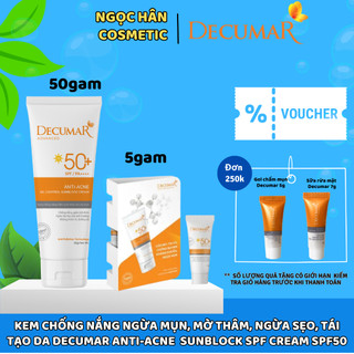 Kem chống nắng ngừa mụn, mờ thâm, ngừa sẹo, tái tạo da Decumar Anti-Acne Promax Sunblock SPF Cream SPF50+ - ngochan