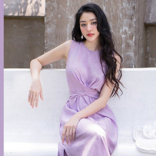Váy đũi cổ tròn có dây thắt eo Outfit V-10001