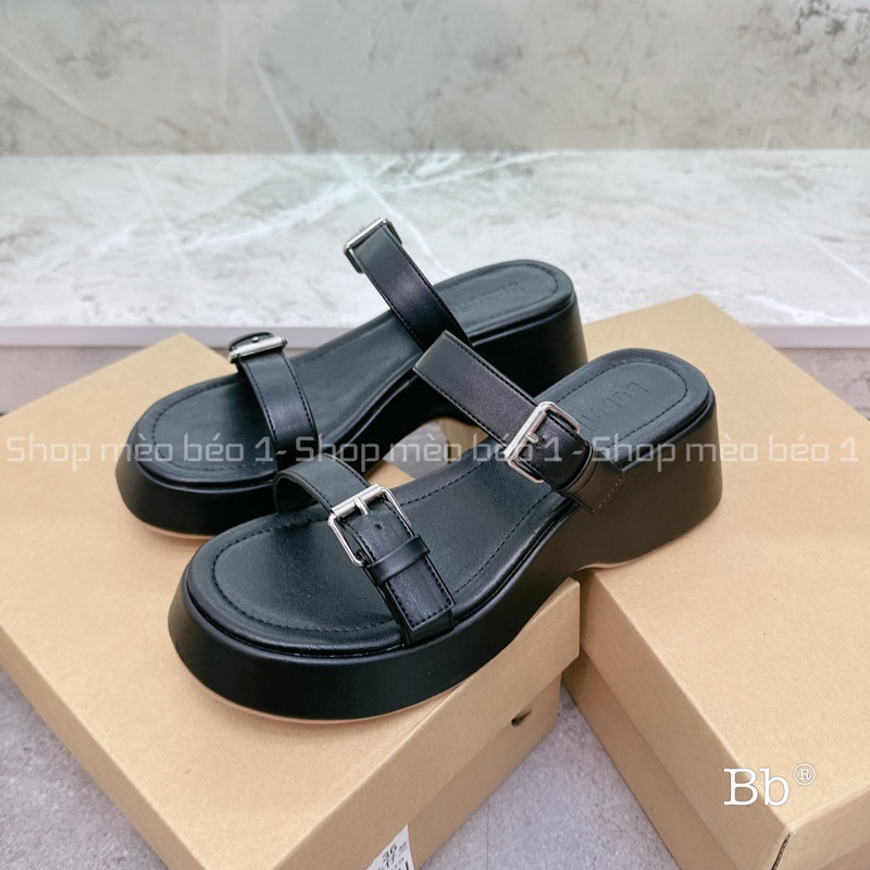 Dép hai quai khoá cài mảnh đế cao fullbox hàng quảng châu cao cấp