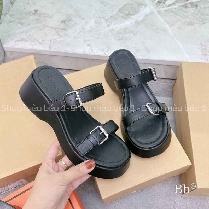 Dép hai quai khoá cài mảnh đế cao fullbox hàng quảng châu cao cấp