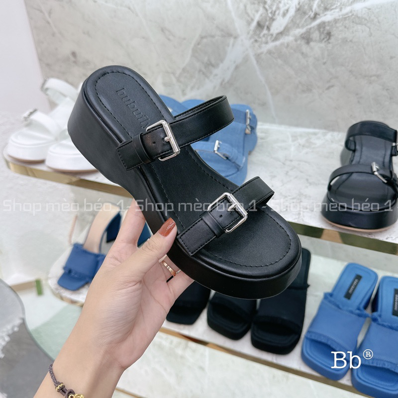 Dép hai quai khoá cài mảnh đế cao fullbox hàng quảng châu cao cấp