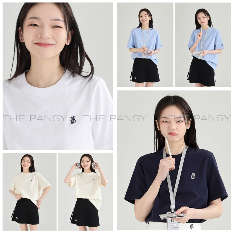 (SẴN) Áo phông ngắn tay basic DESSUU chữ thêu trước ngực