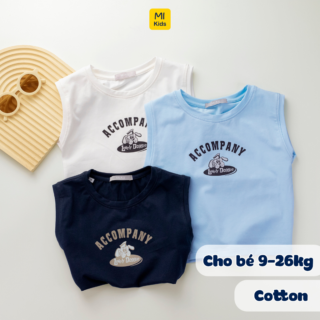 Áo Ba Lỗ Bé Trai MIKIDS Họa tiết Chó Lovely Doggie Chất thun Cotton Co Giãn Mềm Mại Mùa Hè Thoáng Mát Quần Áo Trẻ Em