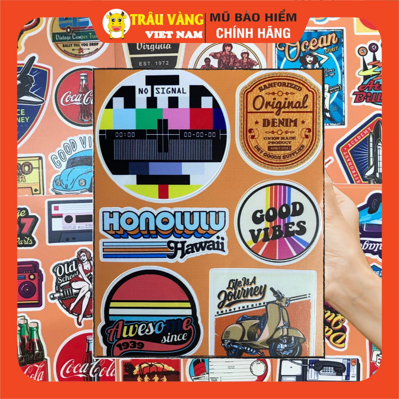 Sticker nhiều họa tiết chống nước, dán trang trí laptop, mũ bảo hiểm, vali