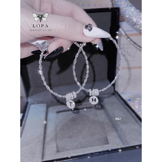   Full Box  Lắc tay bạc nữ LoPa SK02 charm chữ cái tên dáng xoắn bi sang chảnh | Lắc tay bạc ta đẹp 