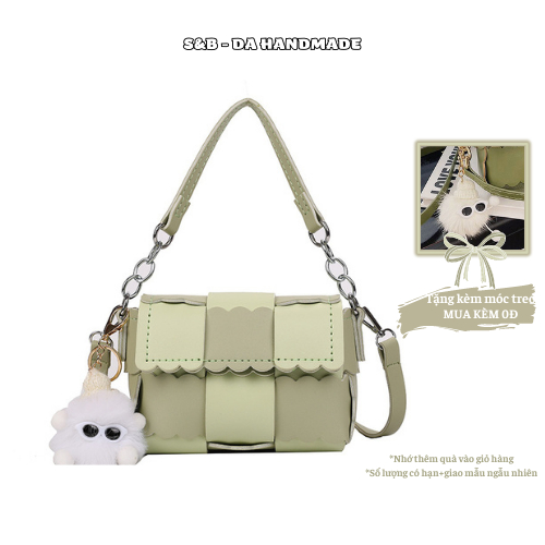 Túi hộp đan ô vuông sành điệu, Túi handmade tự đan, Túi đeo chéo nữ Size 18