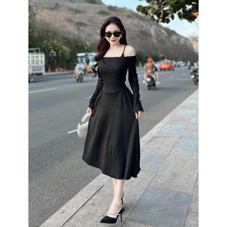 BIGSIZE HIẾU HIẾU ( Đầm trễ vai tay dài dáng dài 55-100kg )