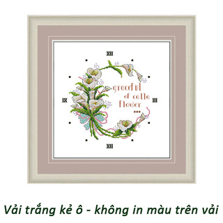 Tranh thêu chữ thập không in màu trên vải - đồng hồ DH099 31 x 31 cm