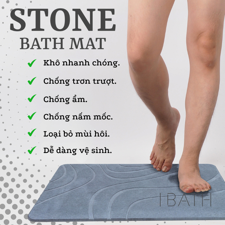 IBATH - Thảm đá siêu thấm hút Bath Stone Mat