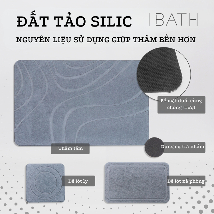 IBATH - Thảm đá siêu thấm hút Bath Stone Mat