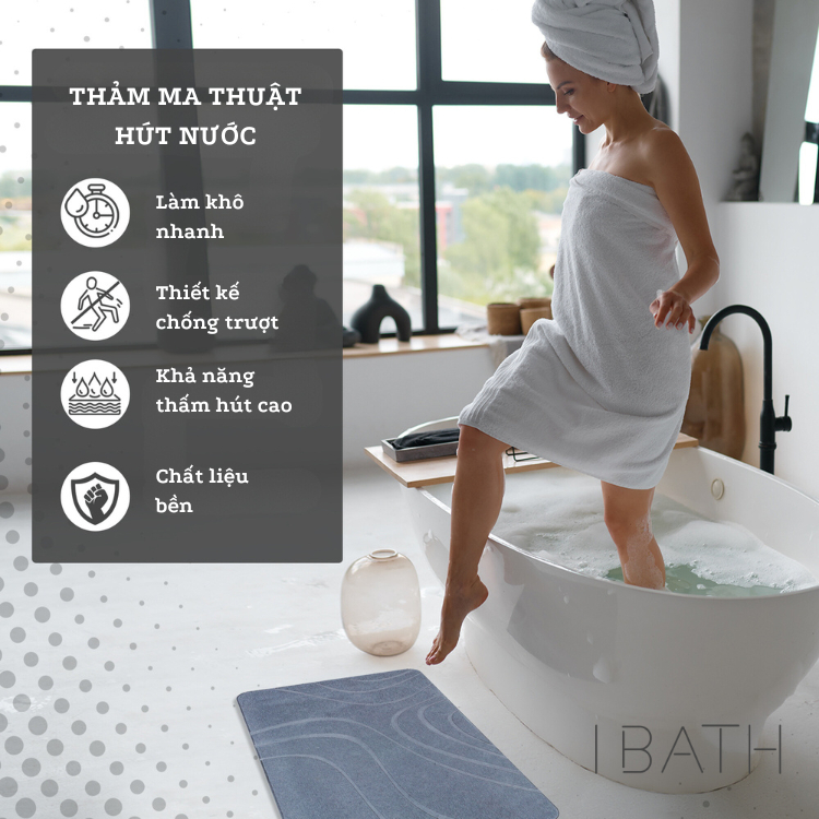 IBATH - Thảm đá siêu thấm hút Bath Stone Mat