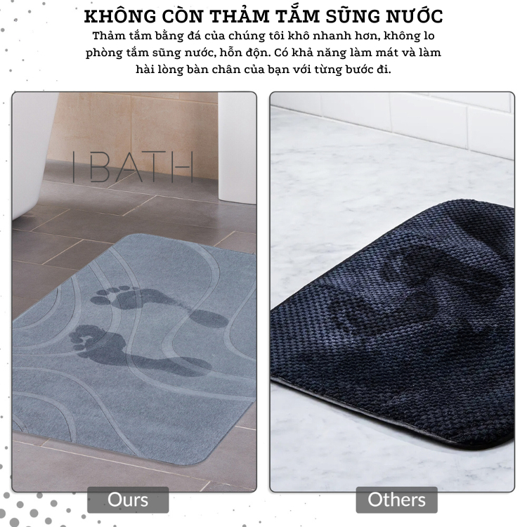 IBATH - Thảm đá siêu thấm hút Bath Stone Mat