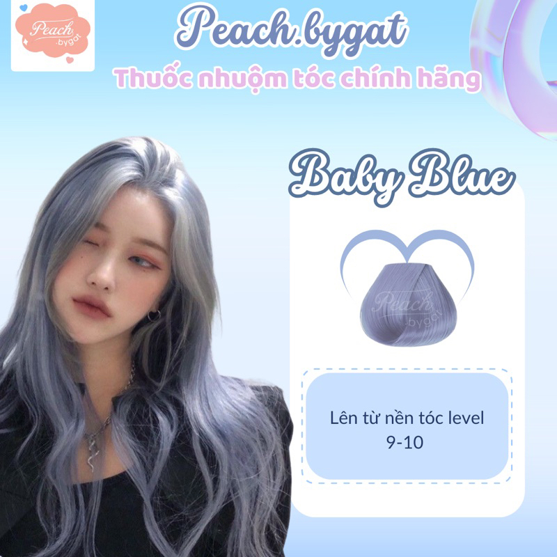 Thuốc nhuộm tóc BABY BLUE cần dùng thuốc tẩy tóc của Peach.bygat