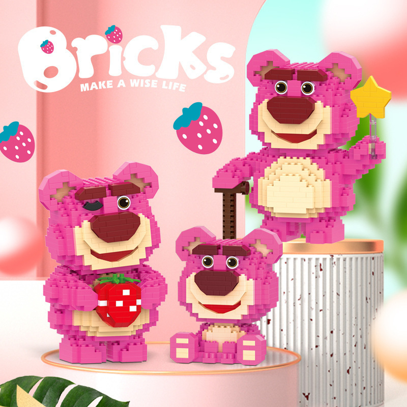 Bộ Đồ Chơi Lắp Ráp Mini Gấu Dâu Lotso Miniso hoạt hình Dễ Thương