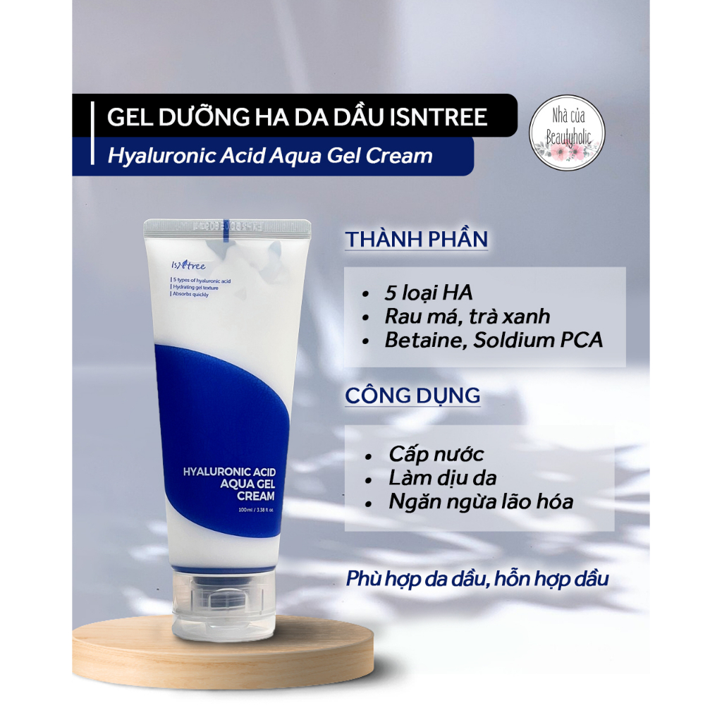 Gel dưỡng cấp nước da dầu ISNTREE HYALURONIC ACID AQUA GEL CREAM