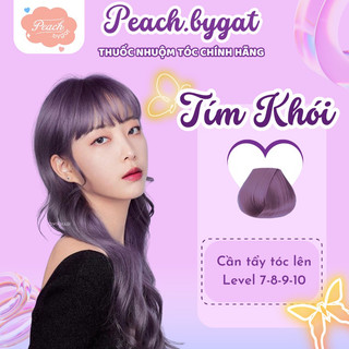 Thuốc nhuộm tóc TÍM KHÓI cần dùng thuốc tẩy tóc / nâng tone tóc của Peachbygat , Peach bygat