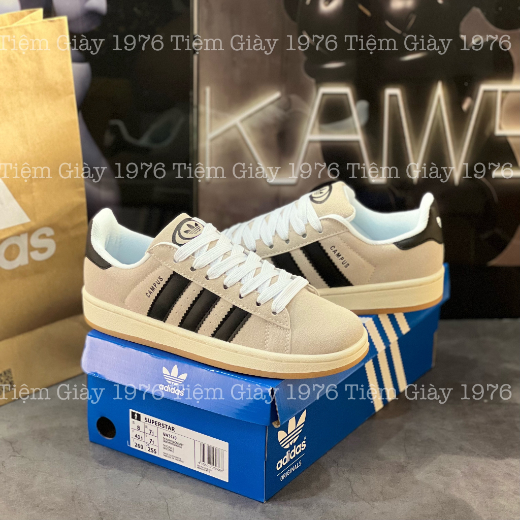 Giày Thể Thao Adidas Campus 00s ‘GREY White’ Giày CAMPUS Nỉ Nâu Vàng Da Lộn.
