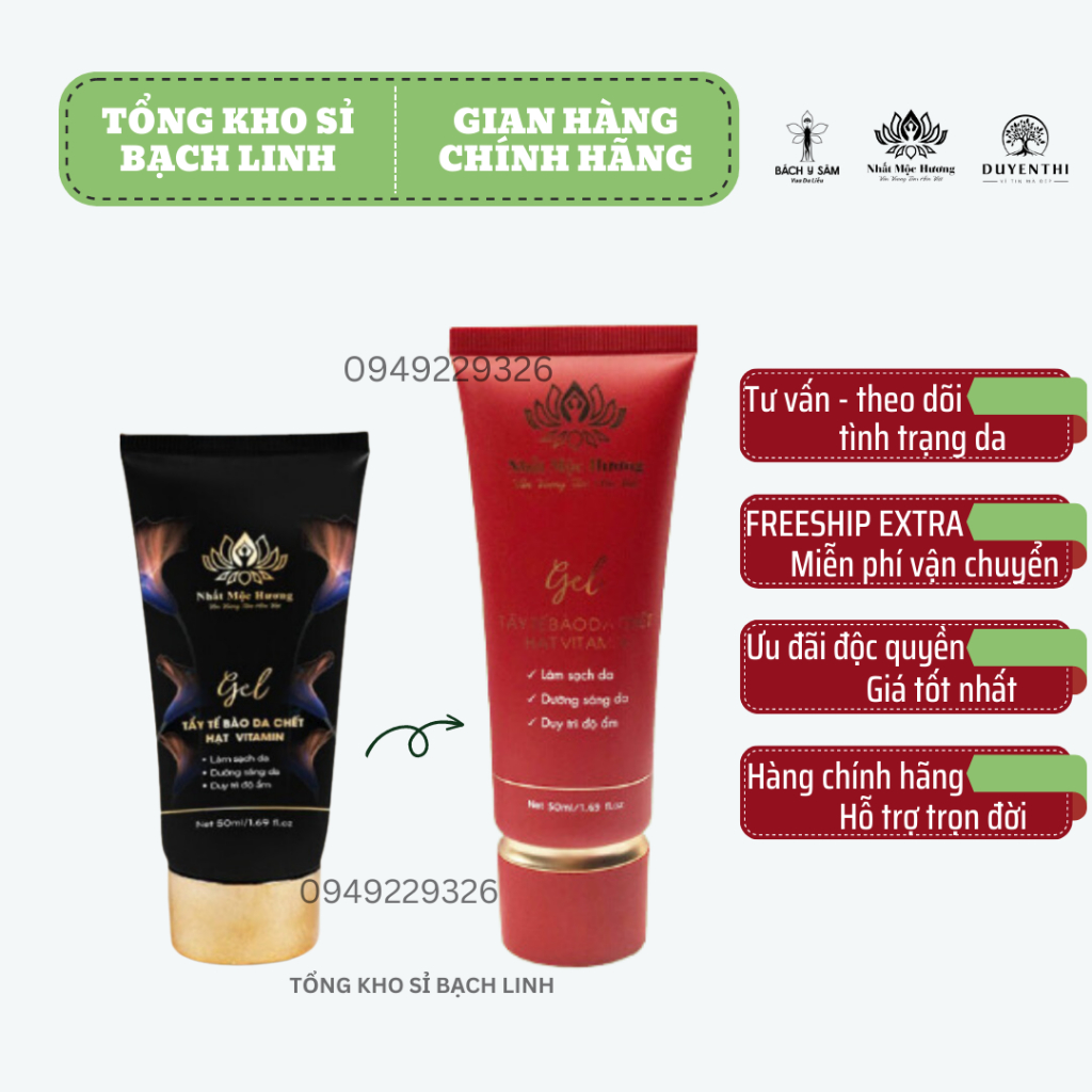 Gel Tẩy Tế Bào Da Chết Vitamin Dạng Hạt - Nhất Mộc Hương Bách Y Sâm (50ml)
