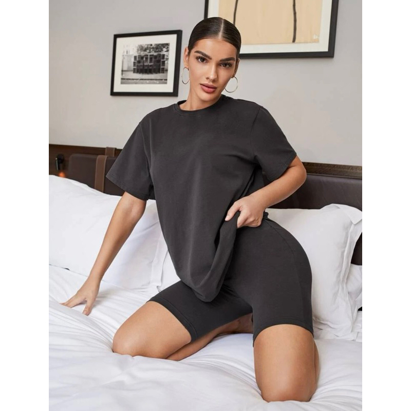 Set bộ áo thun quần biker năng động mùa hè